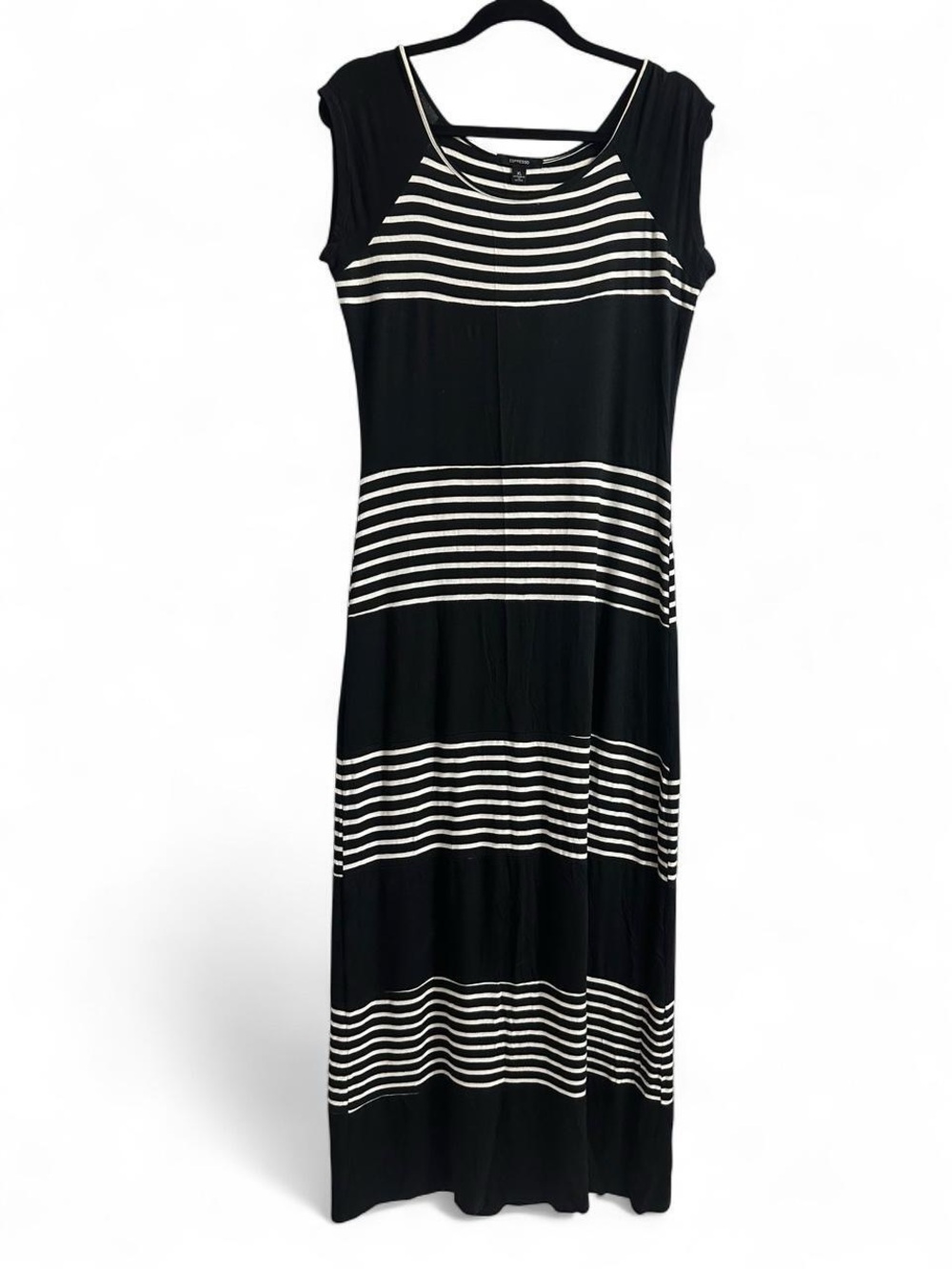 Espresso Black and White Striped Maxi Dress